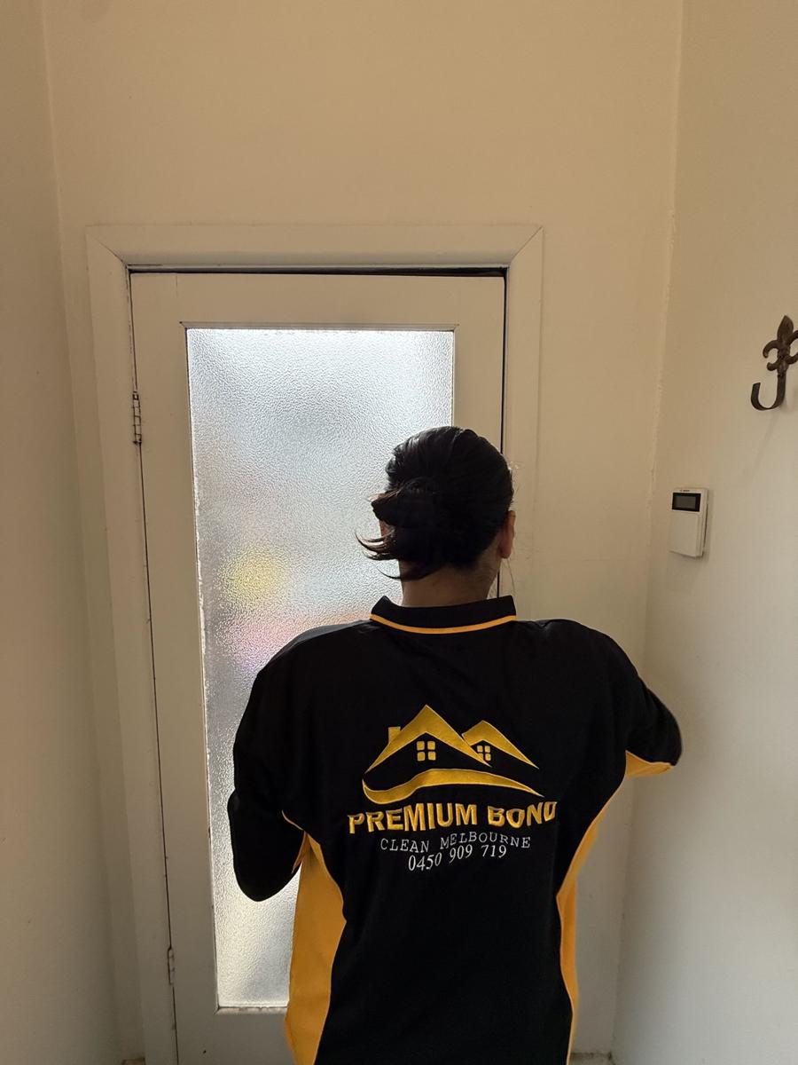 cleaning door surface and glass panel