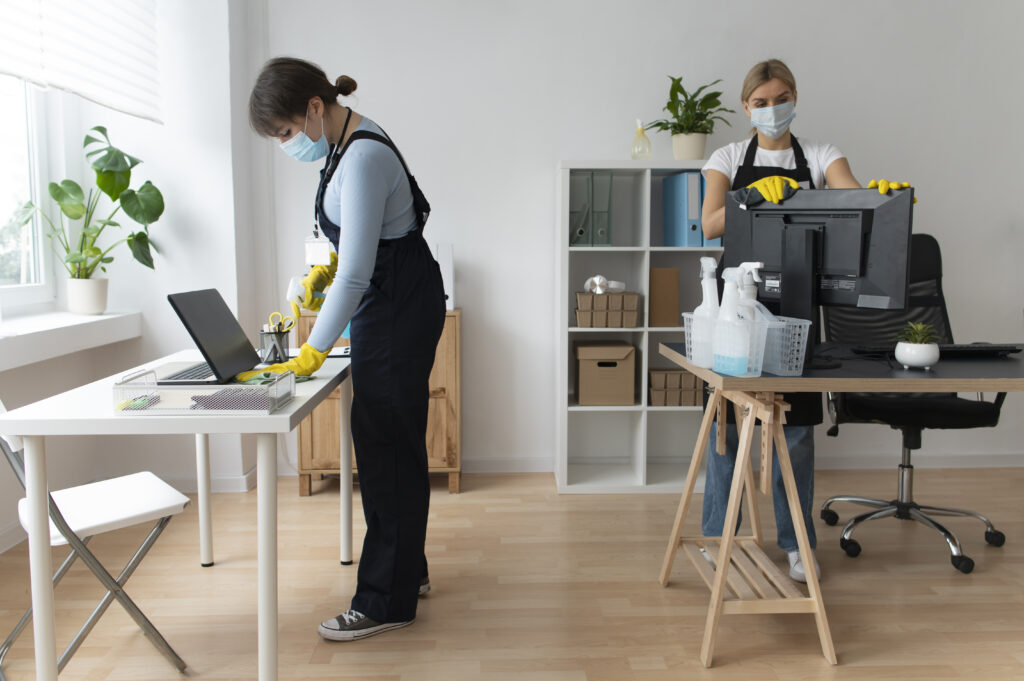 people taking care office cleaning